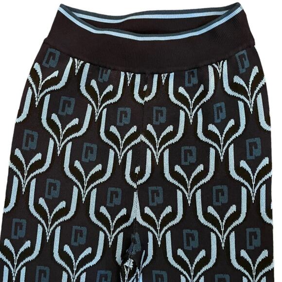 Paco Rabanne Flare Knit Pants Geometric Blue Size Small Retails $790 Retro - Picture 4 of 7